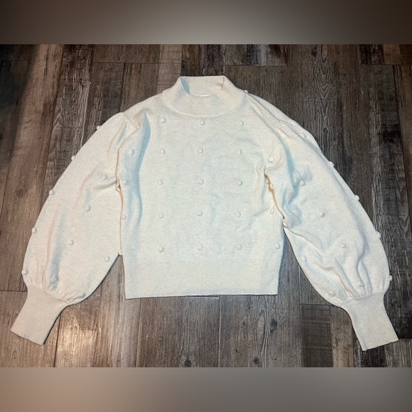 BRODIE Cashmere Bonny Bobble Jumper Antique White Size Small - Picture 3 of 8